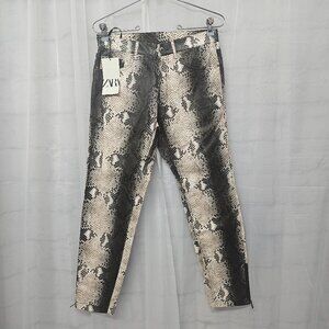 Zara Snakeskin Pants Skinny Fit Faux Leather Punk Grunge Glam Cropped 29 NWT